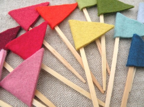 Colorful Felt Flag Toppers by Mayi Carles